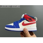 Kids Youth Air Jordan 1 Rotating Automatic Laces AJ1 White Blue Red