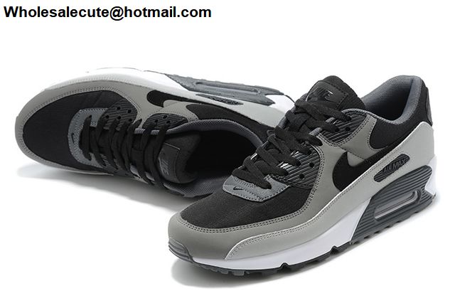 Mens Nike Air Max 90 Grey Black White -19595 - Wholesale Sneakers